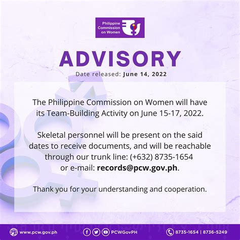 PCW advisory: The Gender .